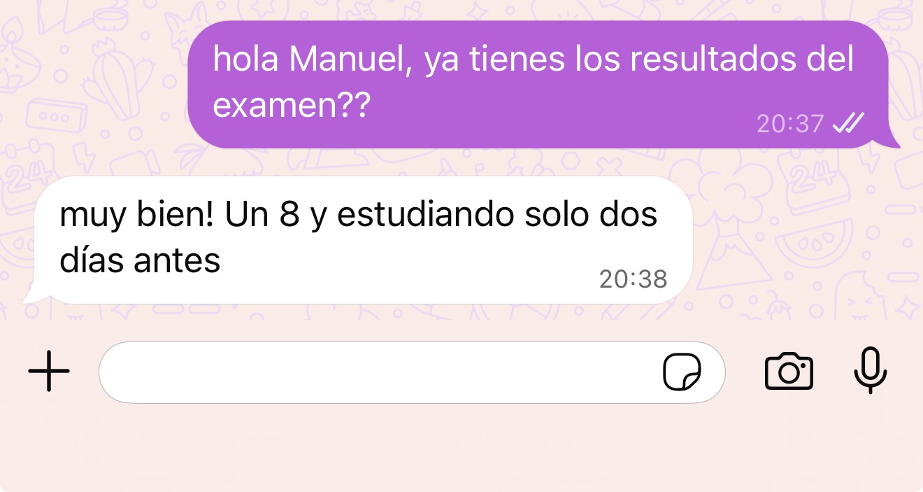 Mensaje de Manuel sobre su resultado