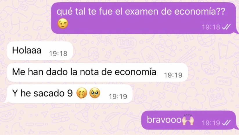 Mensaje de Marta sobre su resultado